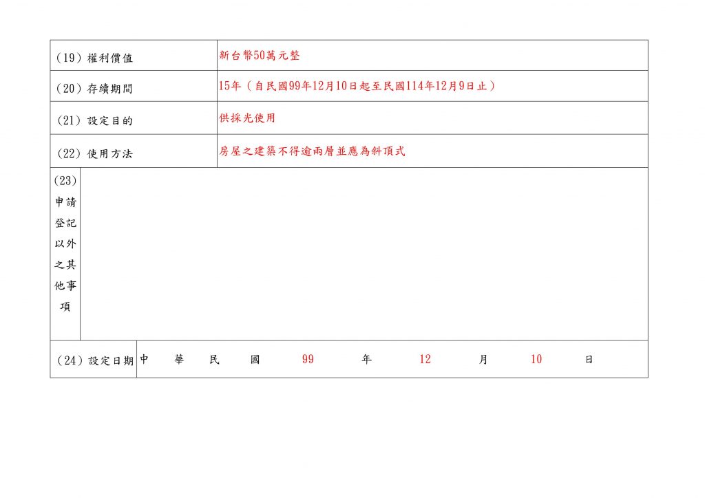 不動產役權設定清冊填寫範例 (2)