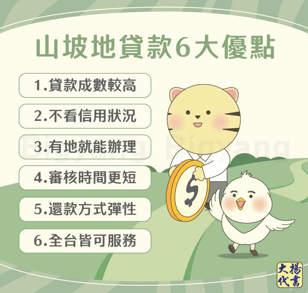 山坡地貸款6大優點-大揚代書