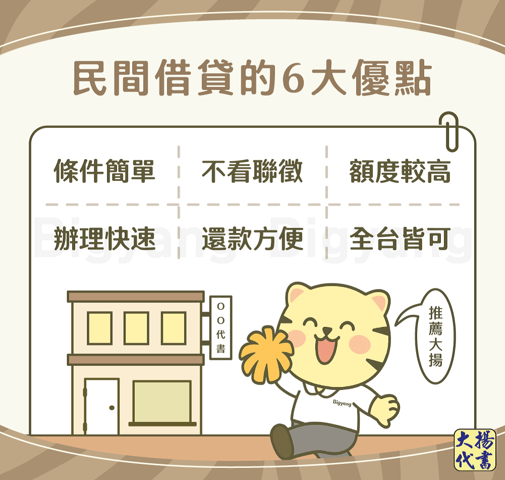 民間借貸的6大優點-大揚代書