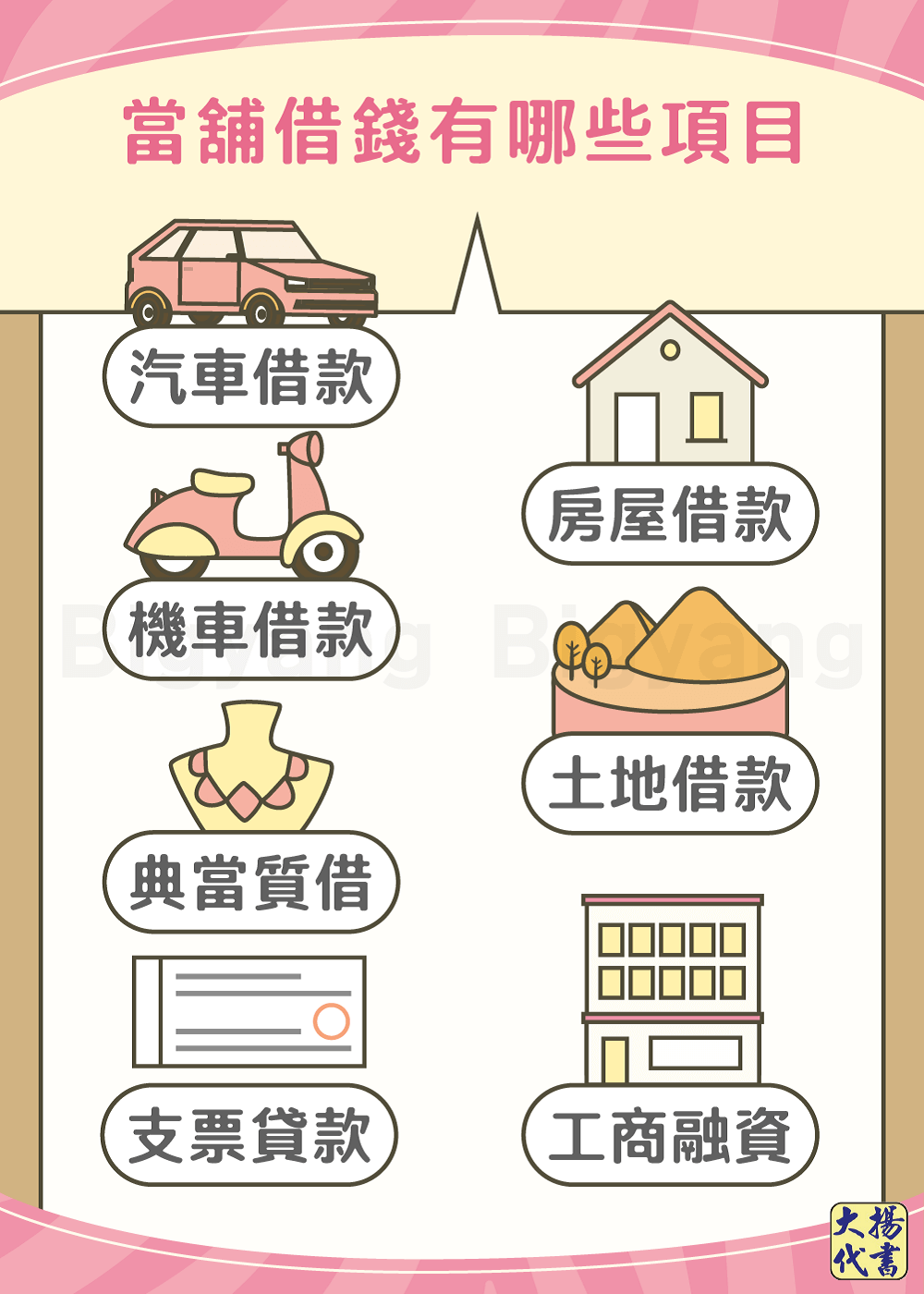 當舖借錢有哪些項目-大揚代書