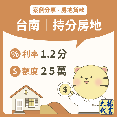 台南房地貸款｜持分房地25萬－大揚代書