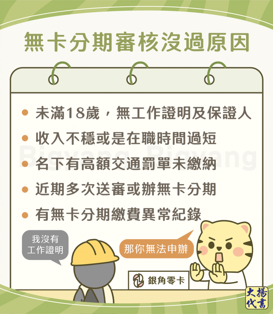 無卡分期審核沒過原因－大揚代書