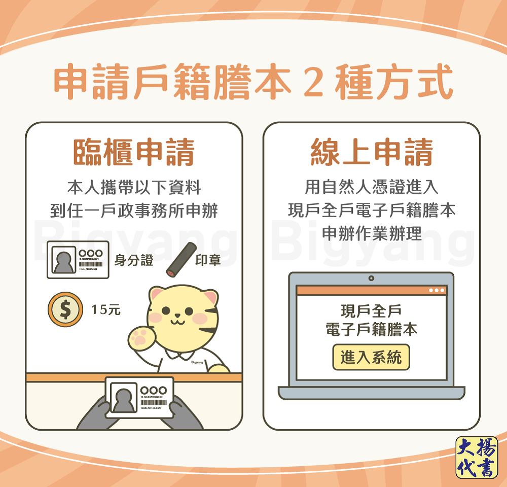 申請戶籍謄本2種方式-大揚代書
