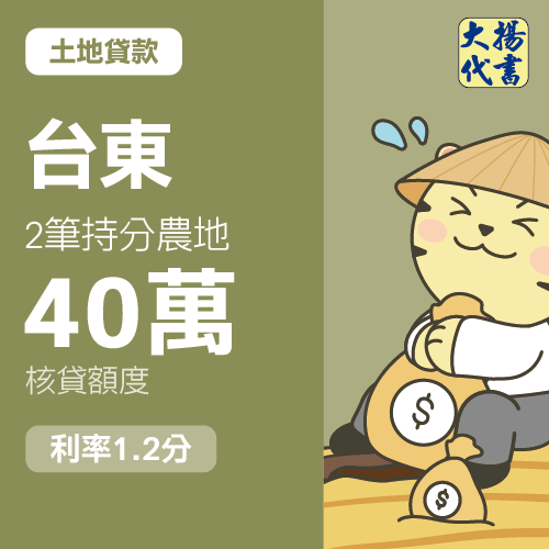 土地貸款-台東 2筆持分農地40萬 1.2分
