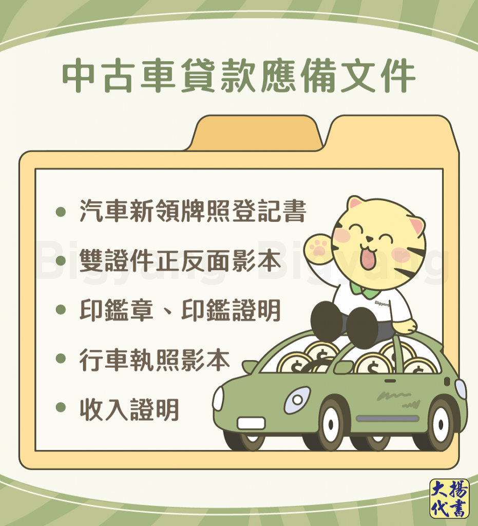 中古車貸款應備文件-大揚代書