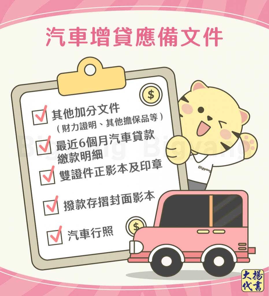 汽車增貸應備文件-大揚代書