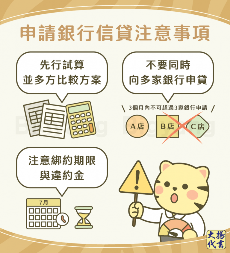 申請銀行信貸注意事項－大揚代書