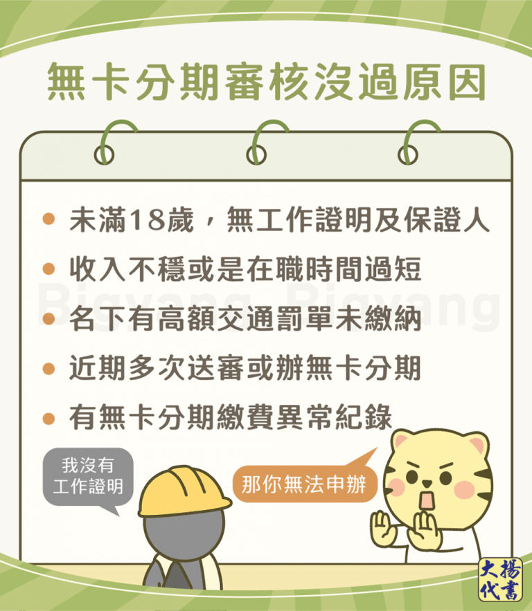 無卡分期審核沒過原因－大揚代書